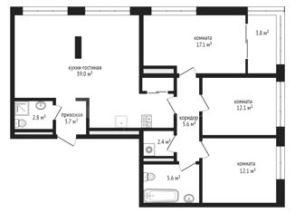 Продажа 3-ком. квартиры, 105.7 м2, Тюмень, Воронинская улица, 45, Калининский округ