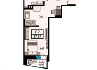 Квартира на продажу студия, 29 м2, Ростов-на-Дону, Красноармейская улица, 157Вс1, ЖК Рубин