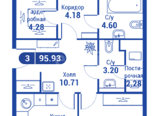Продается 3-ком. квартира, 95 м2, Москва, улица Годовикова, 11к4, метро Алексеевская