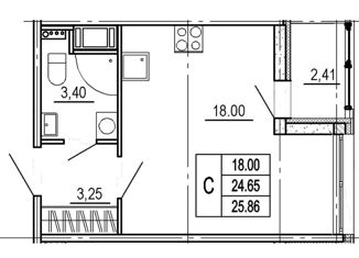 Продажа 1-комнатной квартиры, 25.86 м2, Санкт-Петербург, Кузнецовская улица, 58к2, ЖК Статус у Парка Победы