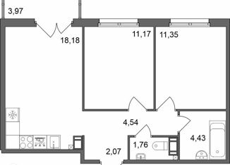 Продажа 2-комнатной квартиры, 54.7 м2, городской посёлок Фёдоровское, Счастливая улица, 4