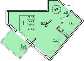 Продается 1-комнатная квартира, 36.69 м2, посёлок Шушары, Образцовая улица, 6к3, ЖК Образцовый Квартал 8