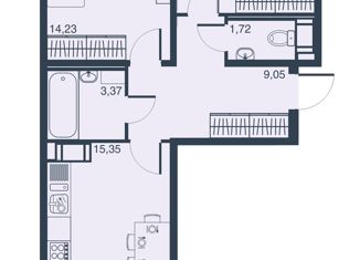 Продаю 2-ком. квартиру, 56.75 м2, Мурино, ЖК Мурино Парк, Ручьёвский проспект, 3к1