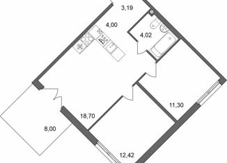 Продается двухкомнатная квартира, 56 м2, городской посёлок Фёдоровское, Счастливая улица, 4