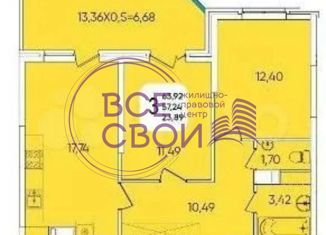 2-комнатная квартира на продажу, 64 м2, Краснодарский край, микрорайон Любимово, 16