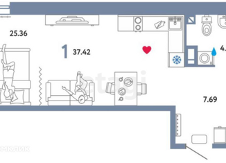 Продажа квартиры студии, 38 м2, Тюмень, Алматинская улица, 4, ЖК Звёздный