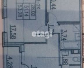 Продам 2-ком. квартиру, 50.1 м2, Кудрово, проспект Строителей, 1к1