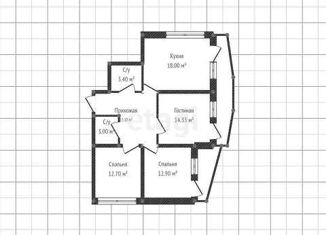 3-комнатная квартира на продажу, 83 м2, Краснодар, улица Петра Метальникова, 38, ЖК Лучший