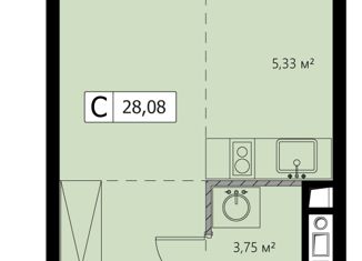 Продаю квартиру студию, 28.08 м2, Москва, 3-я Гражданская улица, 35, 3-я Гражданская улица