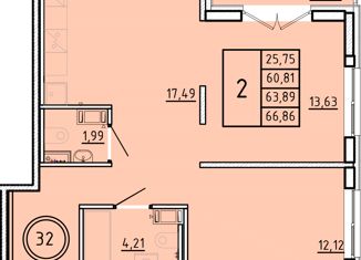 Продаю 2-ком. квартиру, 60.81 м2, посёлок Шушары, Образцовая улица, 6к1, ЖК Образцовый Квартал 8