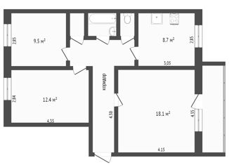 Продажа 3-комнатной квартиры, 65.8 м2, Тюмень, улица Восстания, 26, Калининский округ