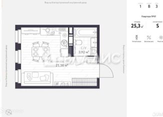 Квартира на продажу студия, 25.3 м2, Санкт-Петербург, Приморский район, Парашютная улица, 79к1