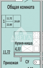 Квартира на продажу студия, 24 м2, Оренбург, жилой комплекс Акварель, 26, ЖК Акварель
