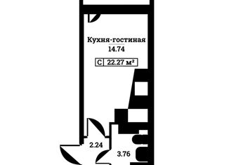 Продам квартиру студию, 22.27 м2, деревня Лаврики, деревня Лаврики, 10