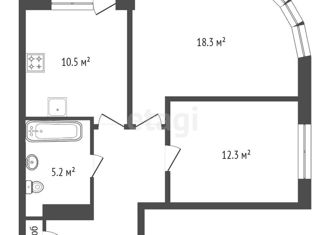 Продажа 2-комнатной квартиры, 57.2 м2, Красноярск, Октябрьская улица, 16