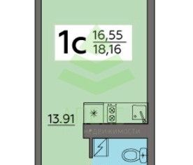 Квартира на продажу студия, 18.16 м2, Воронеж, Острогожская улица, 164, Советский район