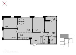 Продам 5-комнатную квартиру, 86.9 м2, поселение Сосенское, квартал № 26, 3к1