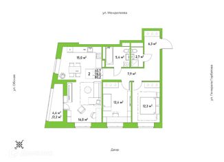 Продается трехкомнатная квартира, 80.2 м2, Уфа, ЖК Конди-Нова, улица Менделеева, 132