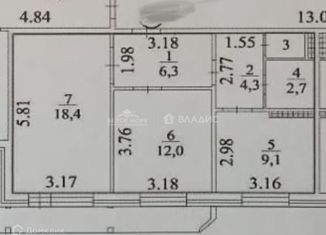 Продается 2-ком. квартира, 53.9 м2, Архангельская область, улица Логинова, 51