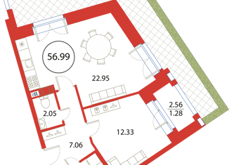 Продажа однокомнатной квартиры, 56.99 м2, Санкт-Петербург, Плесецкая улица, 2, ЖК Ариосто