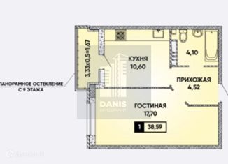 Продажа 1-комнатной квартиры, 37.1 м2, Краснодар, улица Григория Булгакова, 6