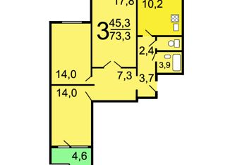 Продается 3-комнатная квартира, 73.5 м2, Москва, проезд Одоевского, 7к3, проезд Одоевского