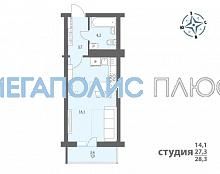 Продажа квартиры студии, 28 м2, хутор Ветряк, Выборская улица, 14