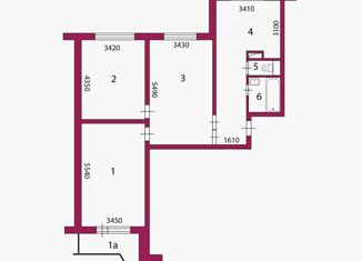 Трехкомнатная квартира на продажу, 57.6 м2, Москва, Шереметьевская улица, 25, Шереметьевская улица