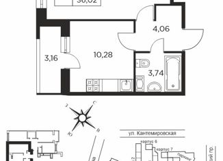 Продам 1-ком. квартиру, 35.3 м2, Санкт-Петербург, Пироговская набережная, 5/2, муниципальный округ Сампсониевское