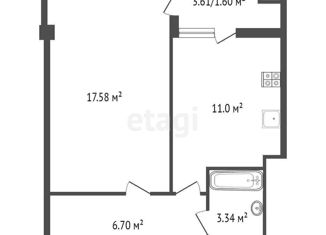 Однокомнатная квартира на продажу, 40 м2, Симферополь, улица Будённого, 33к3, ЖК Солнечный