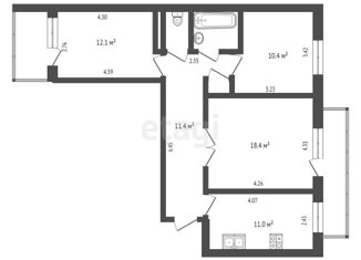 Продажа трехкомнатной квартиры, 66.7 м2, Симферополь, улица имени Мате Залки, 19