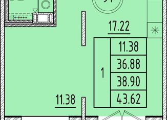 Однокомнатная квартира на продажу, 36.88 м2, посёлок Шушары, Образцовая улица, 6к3, ЖК Образцовый Квартал 8