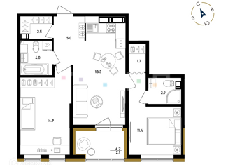 Продается 2-ком. квартира, 62.67 м2, Санкт-Петербург, Белоостровская улица, 7, ЖК Белый Остров