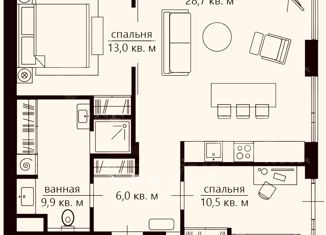 Продажа трехкомнатной квартиры, 71 м2, Москва, Воробьёвское шоссе, 4, Воробьёвское шоссе