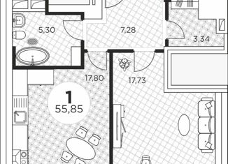 Продажа 2-ком. квартиры, 56 м2, Ростов-на-Дону, улица 8 Марта, 7, ЖК Царское Село