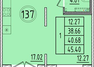 Продам 1-комнатную квартиру, 38.66 м2, посёлок Шушары, Образцовая улица, 6к2, ЖК Образцовый Квартал 8