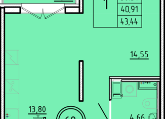 Продается 1-ком. квартира, 38.37 м2, Санкт-Петербург, Образцовая улица, 6к2