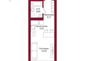 Продаю квартиру студию, 25.87 м2, Новосибирск, улица Державина, 50, метро Маршала Покрышкина