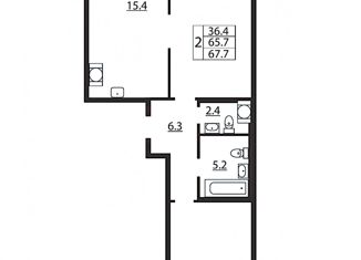 Продажа 2-комнатной квартиры, 67.6 м2, Санкт-Петербург, улица Дыбенко, 2, ЖК Цивилизация на Неве