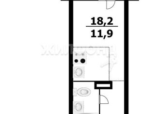Квартира на продажу студия, 18.2 м2, Новосибирская область, улица Фадеева, 66/2