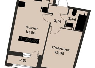 Продается 1-ком. квартира, 39.47 м2, Мурино, проспект Авиаторов Балтики, 29к2, ЖК Авиатор