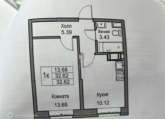 Продаю однокомнатную квартиру, 32.62 м2, Санкт-Петербург, ЖК Юнтолово