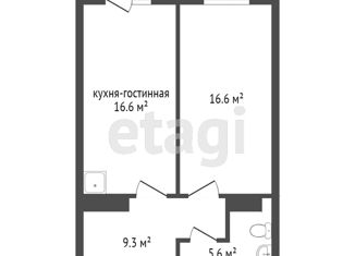 Продается однокомнатная квартира, 40.3 м2, Красноярск, Железнодорожный район, улица Калинина, 31Б