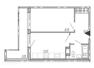Продажа 1-комнатной квартиры, 36.16 м2, Кудрово, проспект Строителей, 16, ЖК Геометрия
