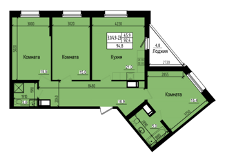 Продам 3-комнатную квартиру, 94.8 м2, посёлок Парголово, Ольгинская дорога, 3/20, ЖК Прагма Сити