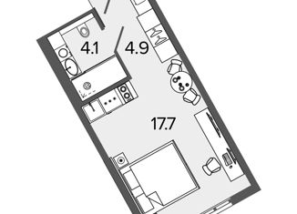 Продаю квартиру студию, 26.7 м2, Санкт-Петербург, Московский проспект, 103, метро Московские ворота