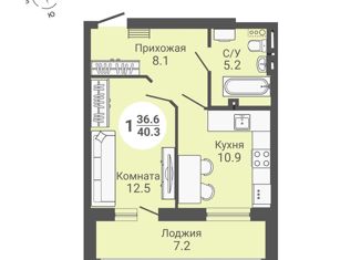 1-ком. квартира на продажу, 40.3 м2, Новосибирск, Кировский район, улица Петухова, 172