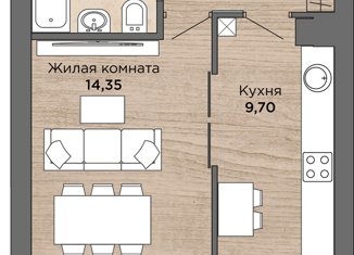 Продам 1-комнатную квартиру, 37.2 м2, посёлок городского типа Янтарный, улица Балебина, 15А