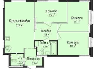 Продается 3-комнатная квартира, 70.4 м2, Удмуртия, улица Оружейников, 1/5