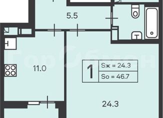 Продается 1-ком. квартира, 46.7 м2, Москва, Новочерёмушкинская улица, вл27, метро Профсоюзная